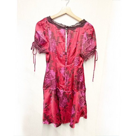 NWOT Free People Jos Floral Mini Dress Berry Combo, Size Small - Picture 11 of 13